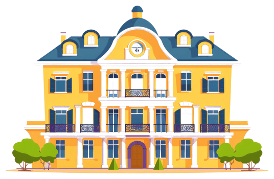 A cartoon illustration depicting a large and elaborate building png
