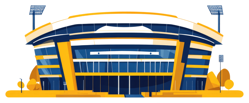 A modern stadium with floodlights and a sleek design png