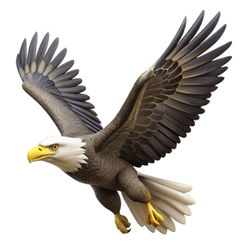 wonderful classic Bald Eagle Soaring High Transparent Background high quality png