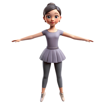 elegant artistic Ballet Dancer Posed Gracefully Front View high quality png