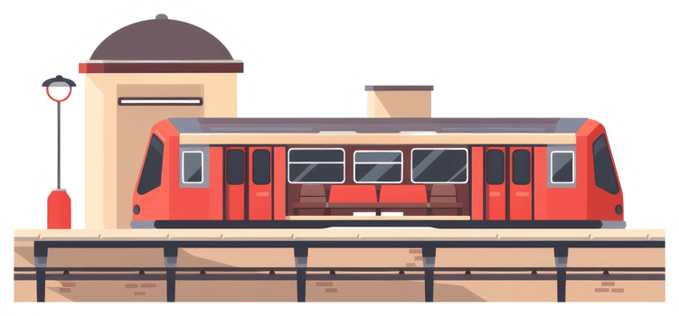 A Cartoon Illustration Depicting a Red Subway Train Station png