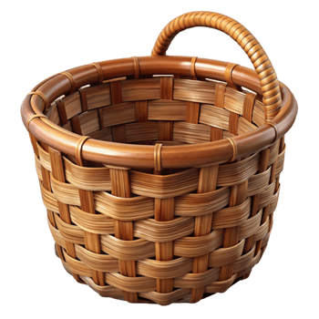 vibrant creative Bamboo Basket Woven Brown Cutout authentic png