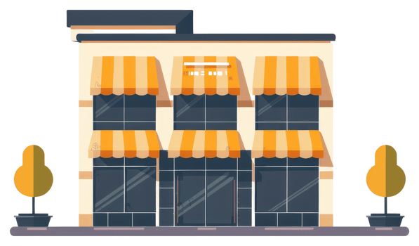 A illustration of a small storefront shop with awnings png