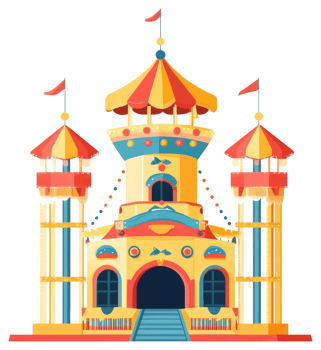 Colorful Illustration Depicting an Amusement Park Building Structure png