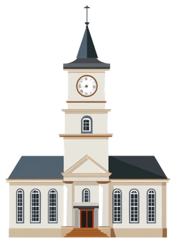 The illustration shows a tall building with a clock tower png