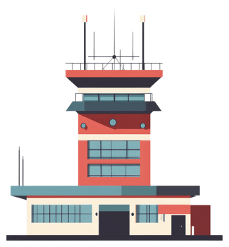 A illustration depicts an air traffic control tower building png