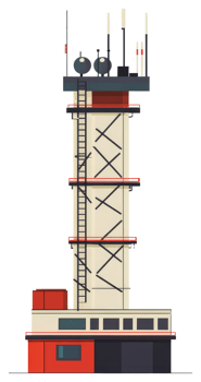 A sticker of a tower with a red roof png