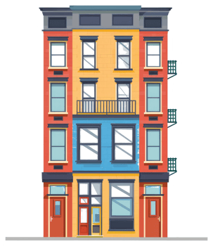 A colorful apartment building sticker png