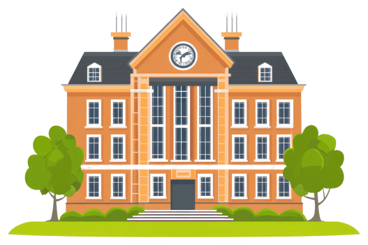 A cartoon building with a clock on the front png