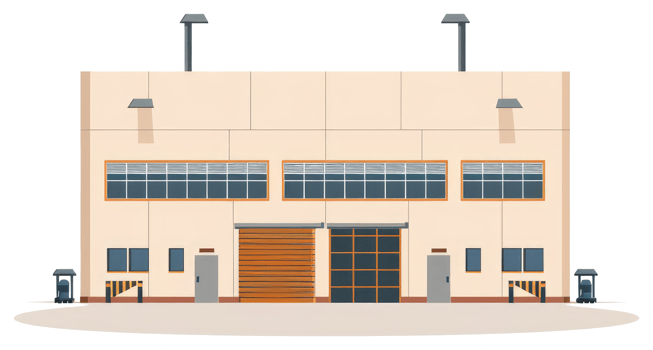 A sticker of a building with a garage door png
