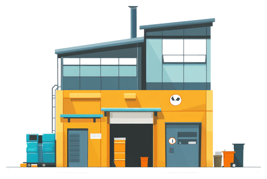 A sticker of a building with a garage door png