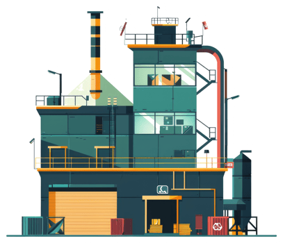 A sticker of a factory with a large chimney png