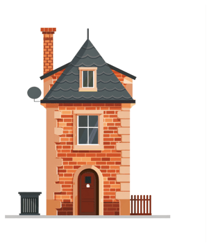 A sticker of a house with a chimney png