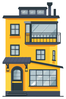 Yellow house sticker by koncept png