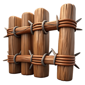 stunning abstract Barbed Wire Fence Cutout with Wooden Posts png