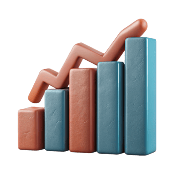serene minimalist Bar Graph with Downward Trend Cutout Element authentic png
