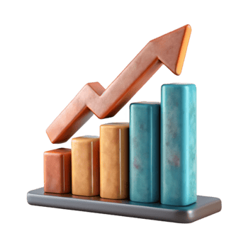 magnificent artistic Bar Graph with Upward Trend Cutout Element high quality png