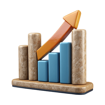 beautiful modern Bar Graph with Upward Trend Cutout Element authentic png