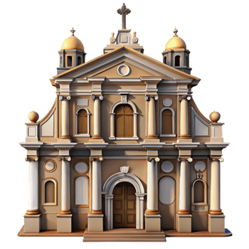vibrant artistic Baroque Church Facade Transparent Background genuine png