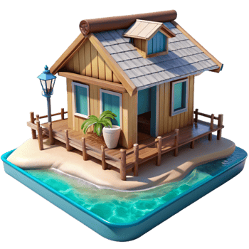 wonderful traditional Beach House with Ocean View Transparent Background high resolution png