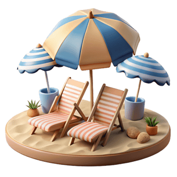 impressive contemporary Beach with Umbrellas and Lounge Chairs Transparent Cutout genuine png