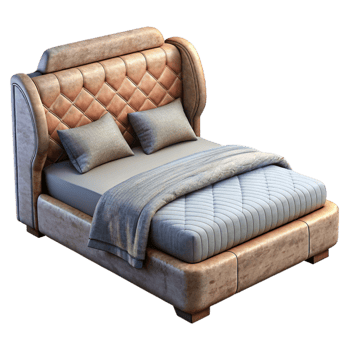 beautiful modern Bed Frame Upholstered Headboard Transparent Background detailed png