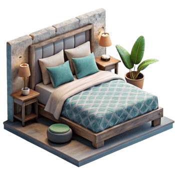 magnificent abstract Bedroom Interior with Double Bed png