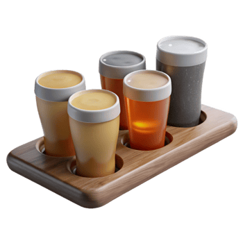 extraordinary vintage Beer Flight with Four Sample Glasses Cutout high quality png