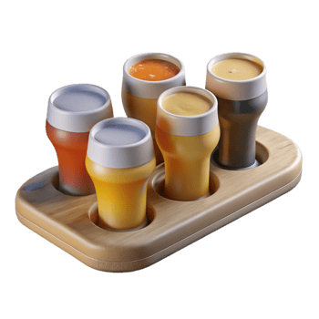 dramatic artistic Beer Flight with Four Sample Glasses Cutout professional png
