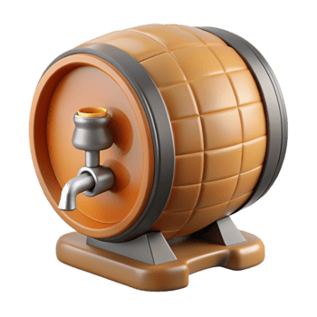 elegant classic Beer Keg with Tap on Transparent Background professional png