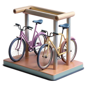 stunning contemporary Bike Rack with Bicycles Front View premium png
