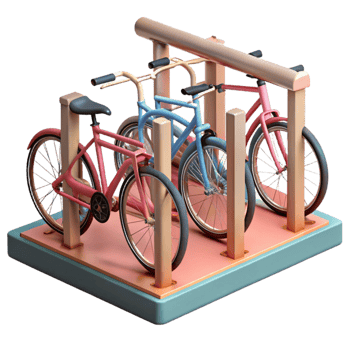 elegant classic Bike Rack with Bicycles Front View authentic png