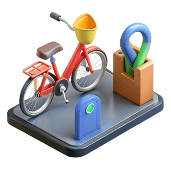 extraordinary minimalist Bike Sharing Station Isometric Transparent Background professional png