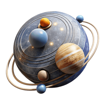 impressive abstract Binary Star System with Planets with Orbital Paths detailed png