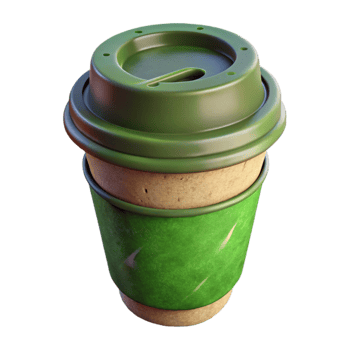 magnificent creative Biodegradable Coffee Cup with Green Lid Cutout professional png