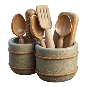 stunning minimalist Biodegradable Cutlery Set with Wooden Handles authentic png