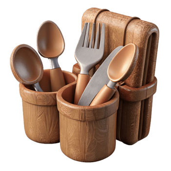 impressive modern Biodegradable Cutlery Set Wooden Look Cutout png