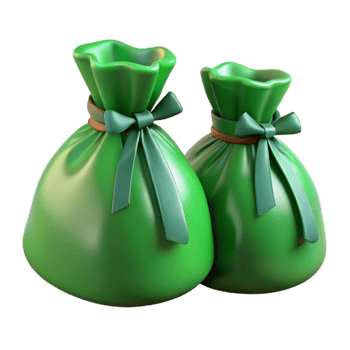 dramatic minimalist Biodegradable Trash Bags with Green Tie Cutout high resolution png