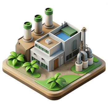 impressive minimalist Biofuel Production Factory Aerial View Transparent Background png