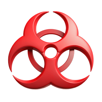 vibrant modern Biohazard Symbol Red with Three Circles Cutout high resolution png