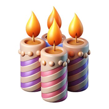 elegant traditional Birthday Candles with Flames Transparent Background premium png