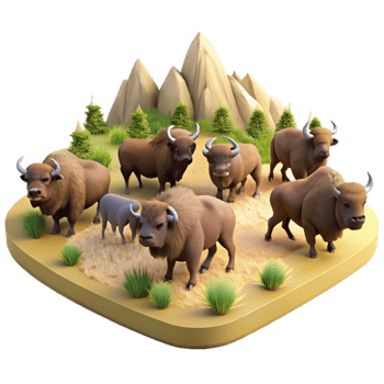 dramatic minimalist Bison Herd Roaming Prairie Landscape original png