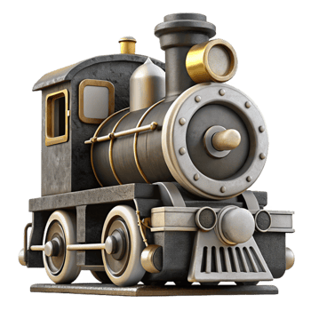 magnificent contemporary Black and White Steam Train Front View Cutout png