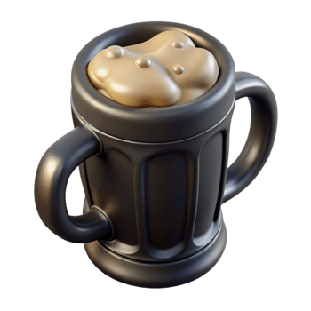 serene minimalist Black Beer in Ceramic Mug Transparent Background authentic png
