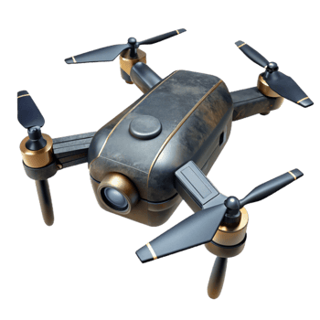 beautiful abstract Black Drone Descending Transparent Background high resolution png