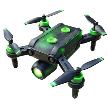 stunning traditional Black Drone with Green Led Lights genuine png