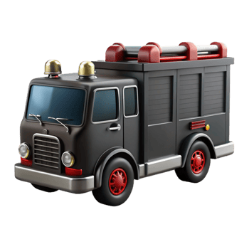 dramatic minimalist Black Firetruck Side View high resolution png