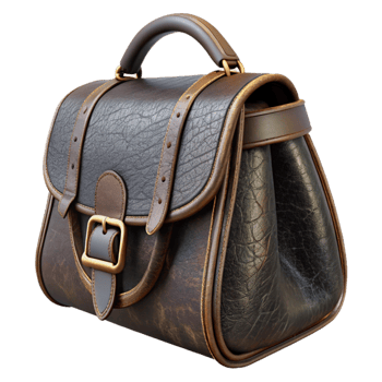 serene creative Black Leather Bag on White premium png