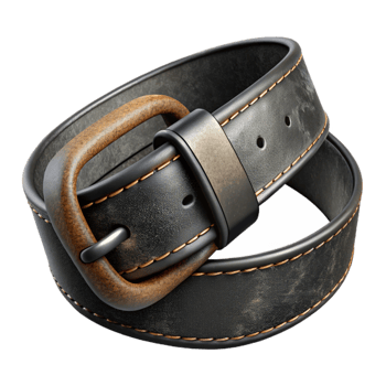 dramatic vintage Black Leather Belt on White png