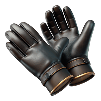serene traditional Black Leather Gloves Element exclusive png